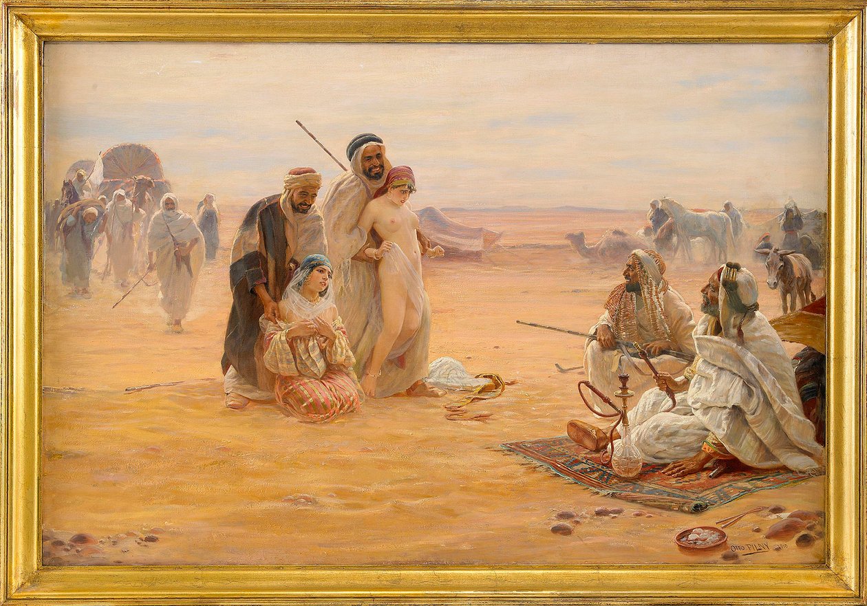 Le marche aux esclaves - O Mercado dos Escravos - Pintura de Otto Pilny (1866-1936), Óleo sobre tela 1910 (80x120cm) - Coleção Particular de Otto Pilny