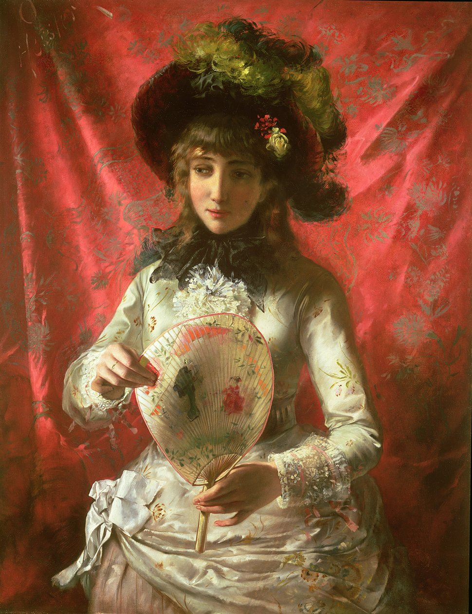 Menina, com, um, ventilador de Otto Rudolf Hessler