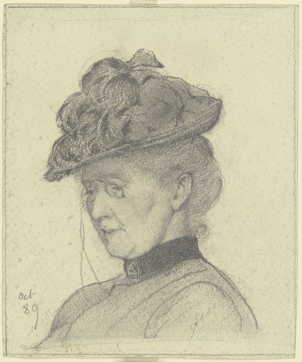 Retrato de Luise Scholderer com chapéu de Otto Scholderer