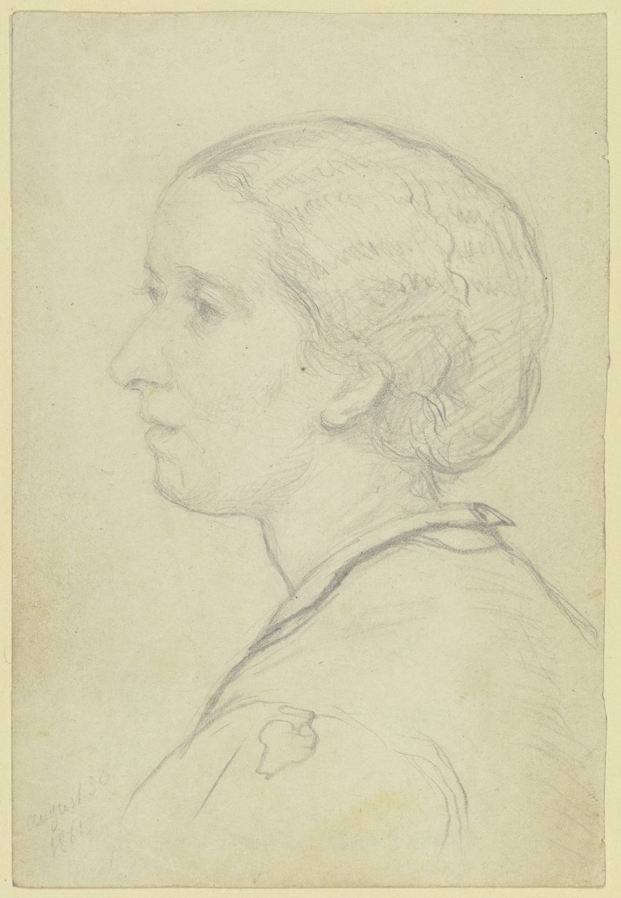 Retrato de Luise Steuerwaldt, futura mulher do artista, de perfil para a esquerda de Otto Scholderer