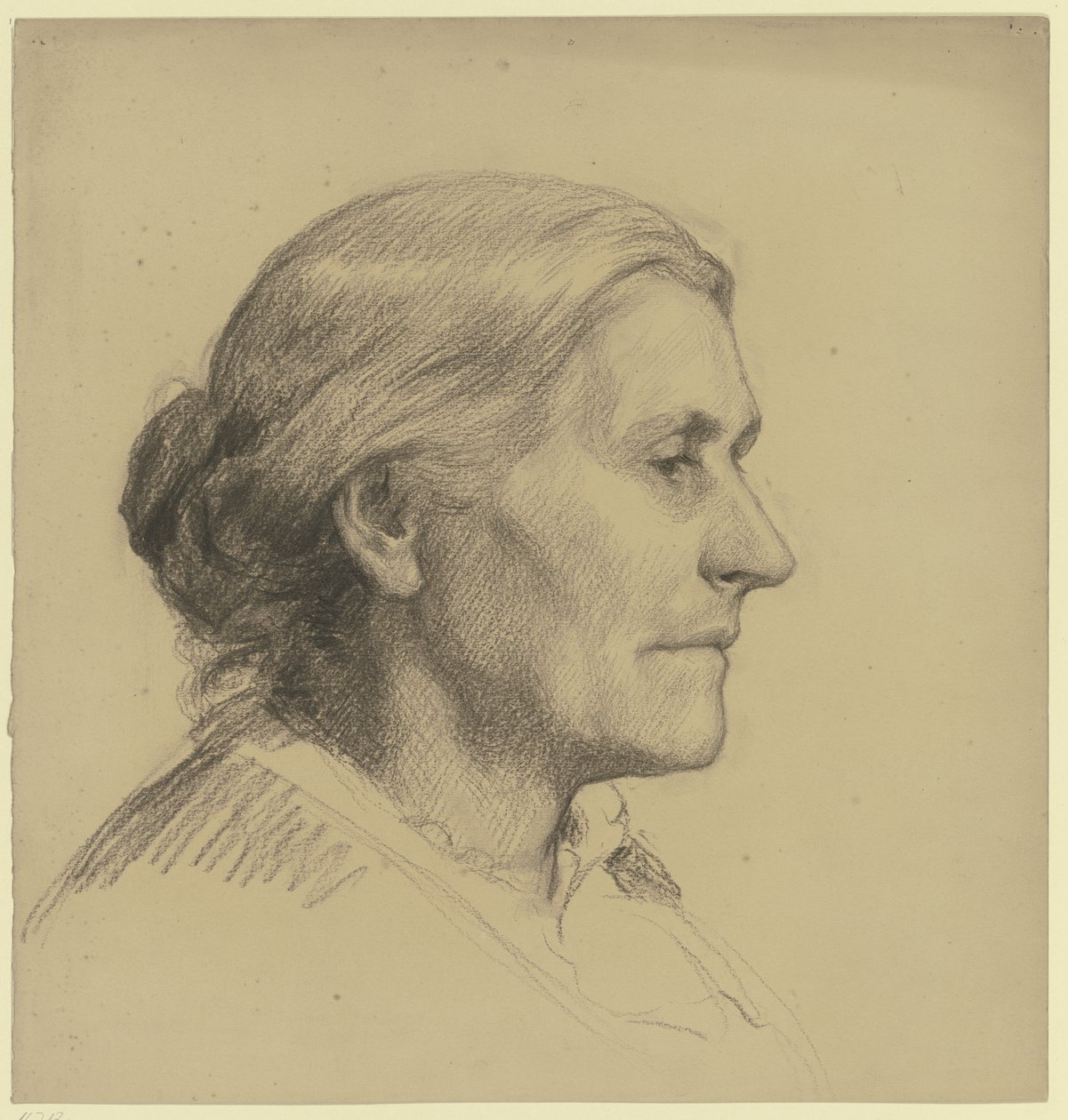 Retrato de uma senhora idosa virada para a direita de Otto Scholderer