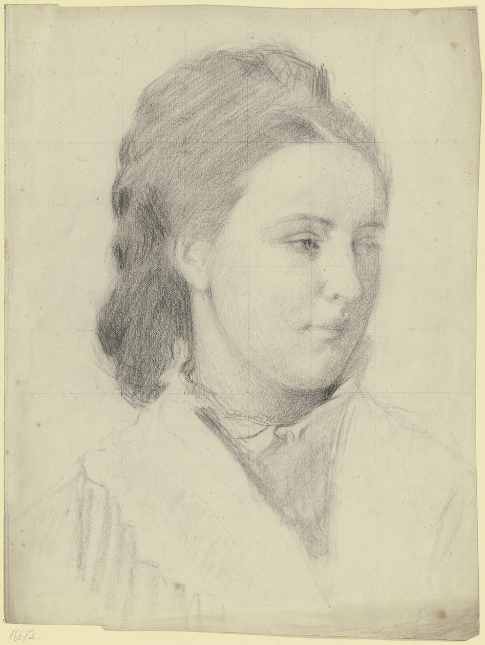 Retrato de uma jovem de três quartos de Otto Scholderer