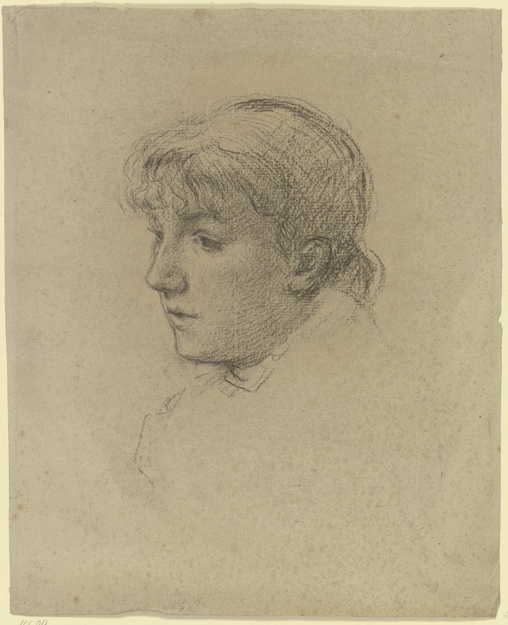 Retrato de uma jovem virada para a esquerda de Otto Scholderer