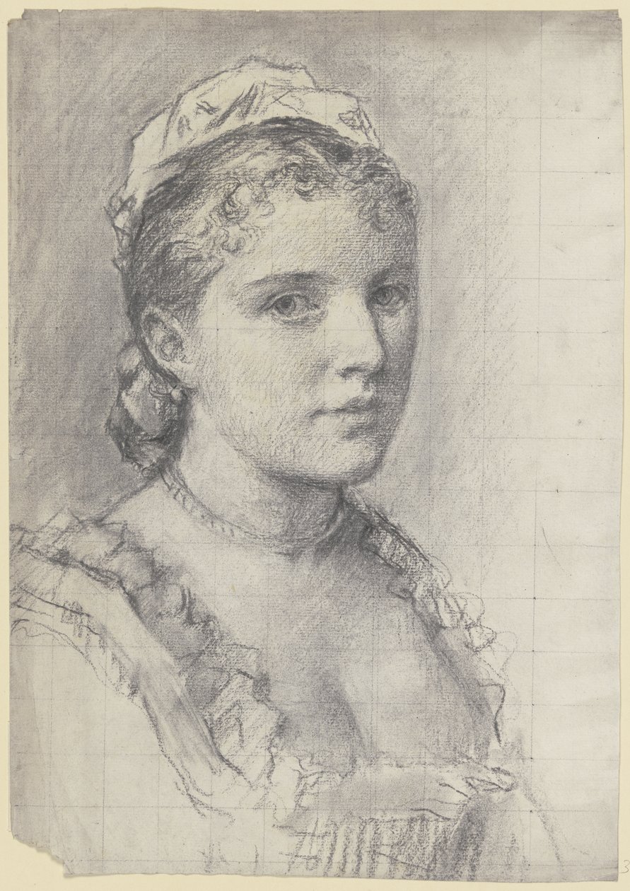 Retrato de uma jovem virada para a direita de Otto Scholderer