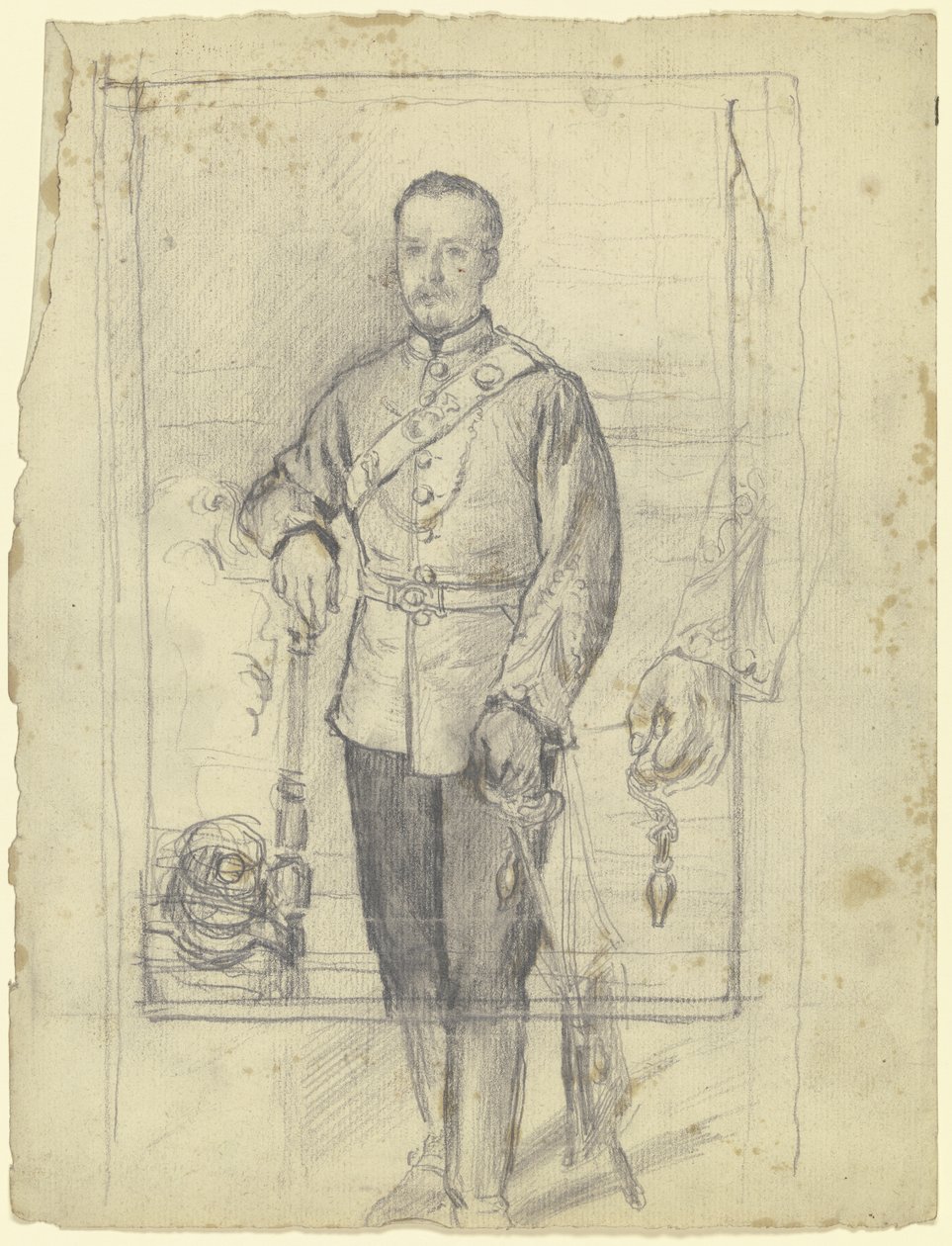 Retrato de um homem de uniforme de Otto Scholderer