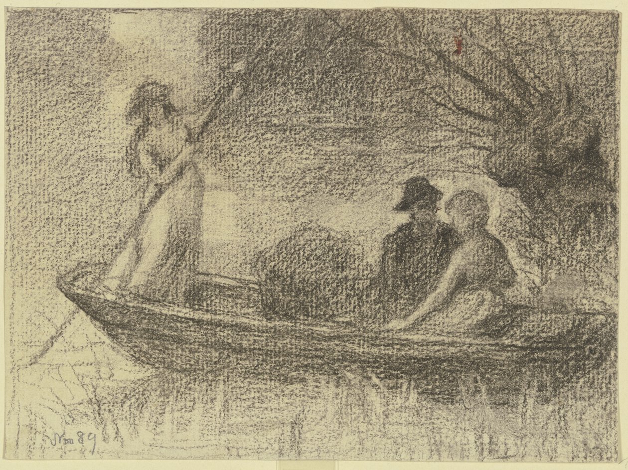 Casal numa barcaça de Otto Scholderer