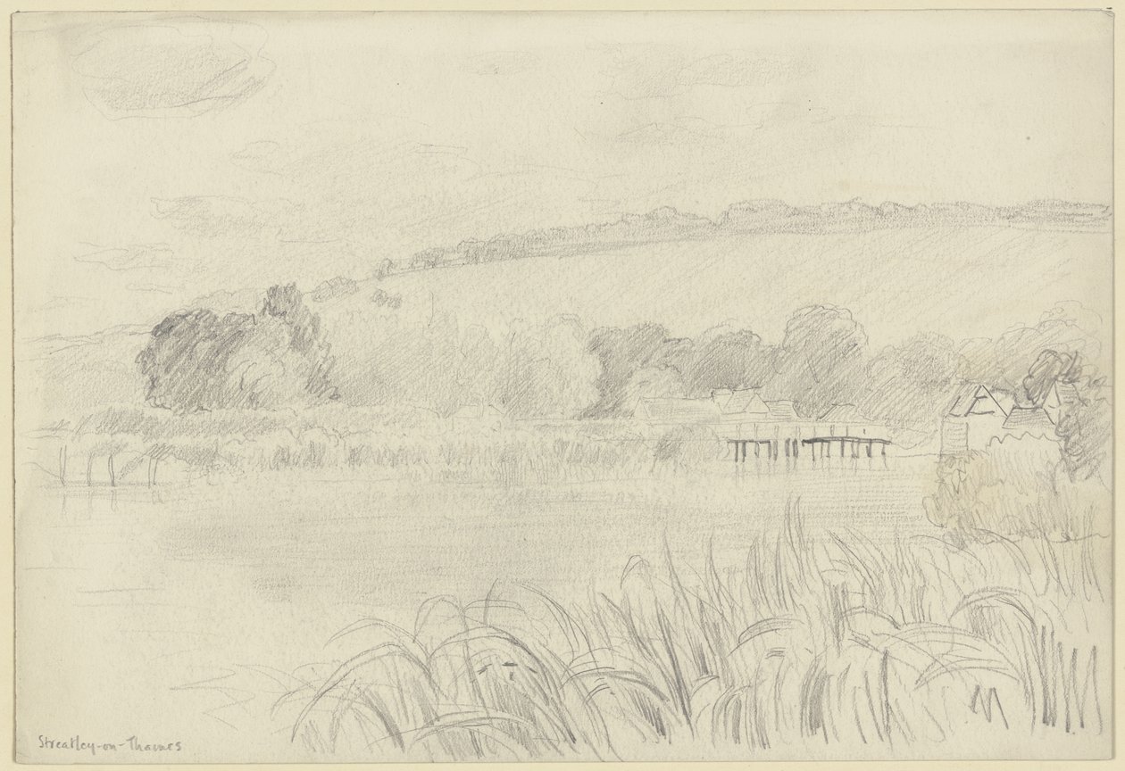 Paisagem fluvial junto a Streatley-on-Thames de Otto Scholderer
