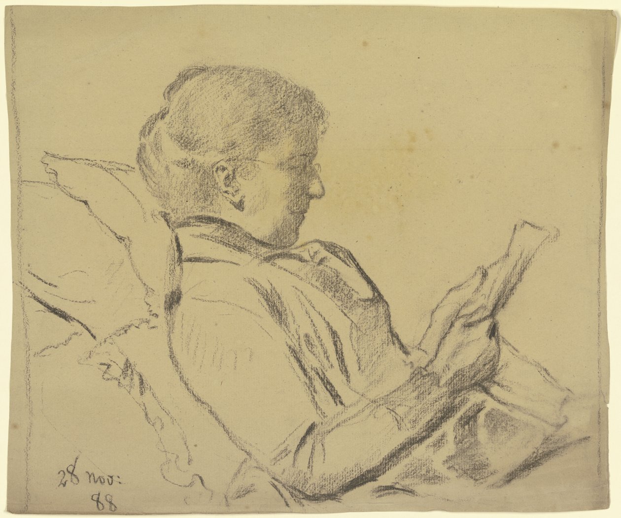 Luise Scholderer, a ler o jornal de Otto Scholderer