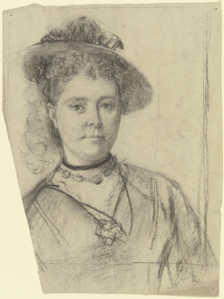 Retrato de uma senhora com um chapéu de Otto Scholderer