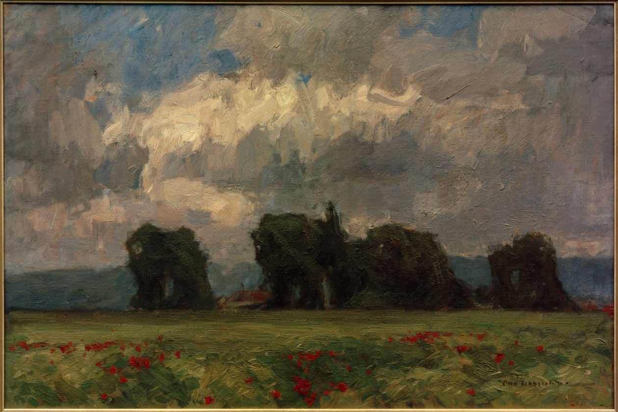Paisagem de álamo escuro com papoulas de Otto Ubbelohde