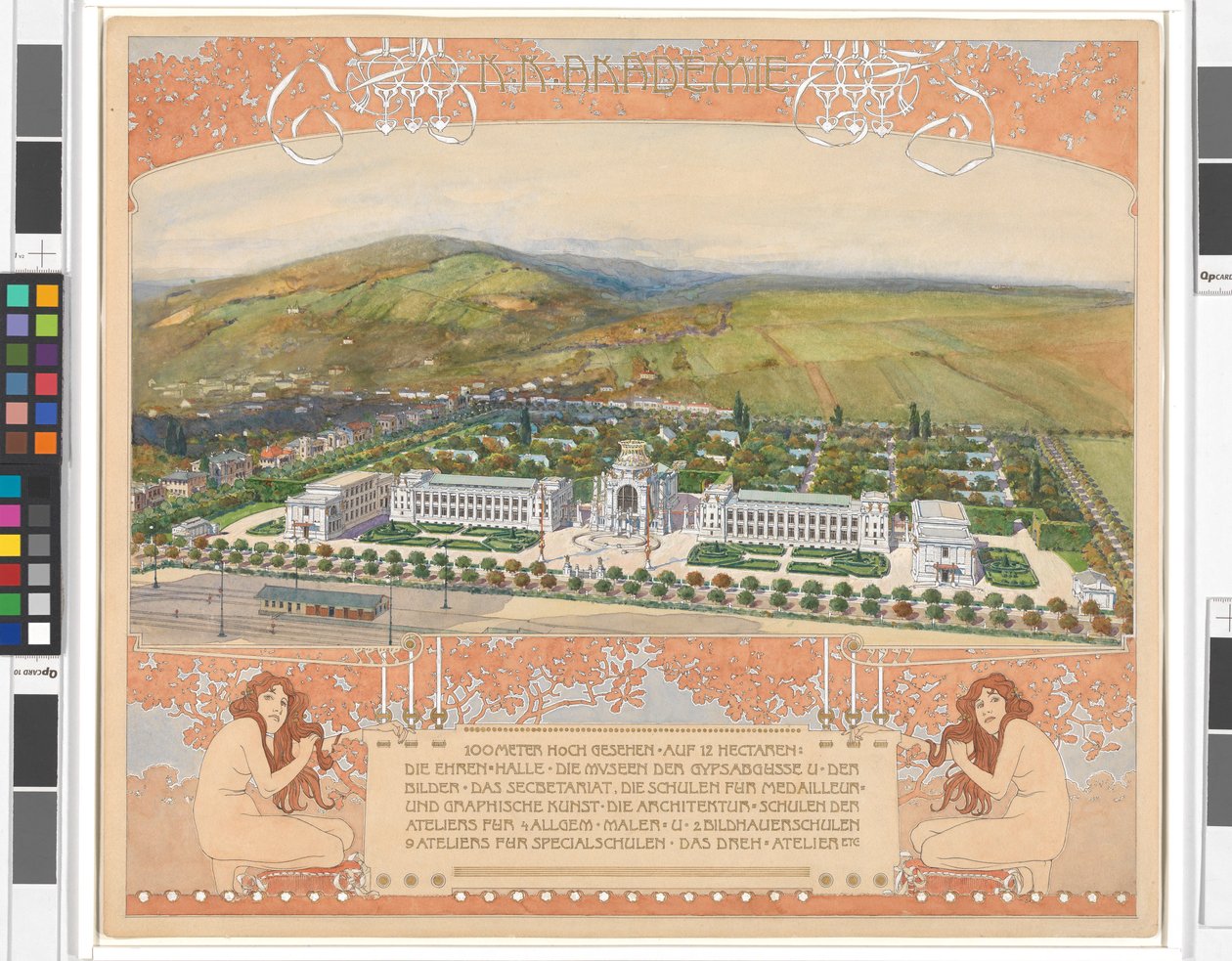 Academia K.K. — vista a 100 metros de altura, numa área de 12 hectares de Otto Wagner