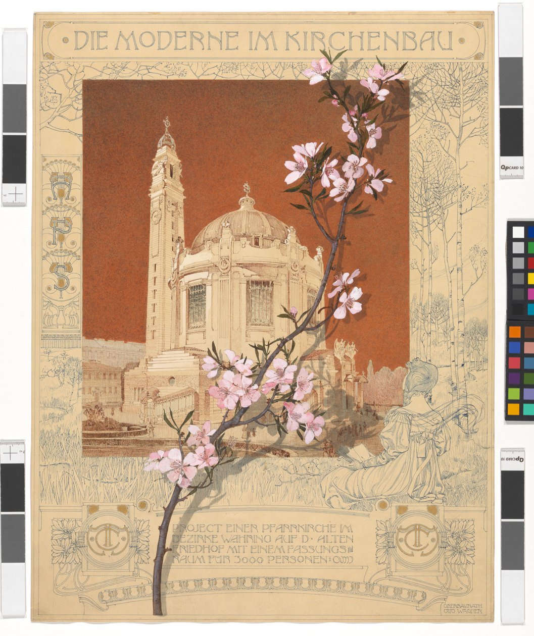 Igreja paroquial de Währing, painel ilustrativo «A modernidade na arquitetura religiosa» de Otto Wagner