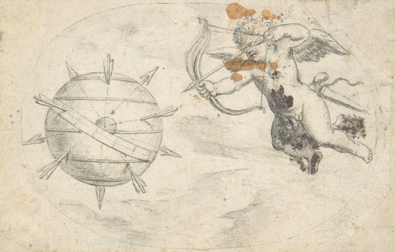 Cupid Shooting Arrows at the World Globe, 1608 ou pouco antes . de Otto van Veen.