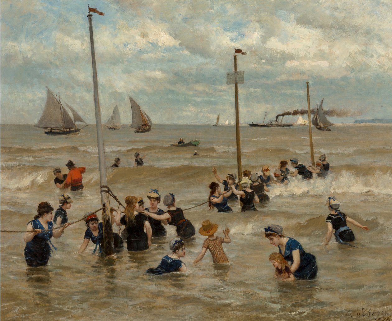 Banhando-se à beira-mar, 1876. de Otto von Thoren