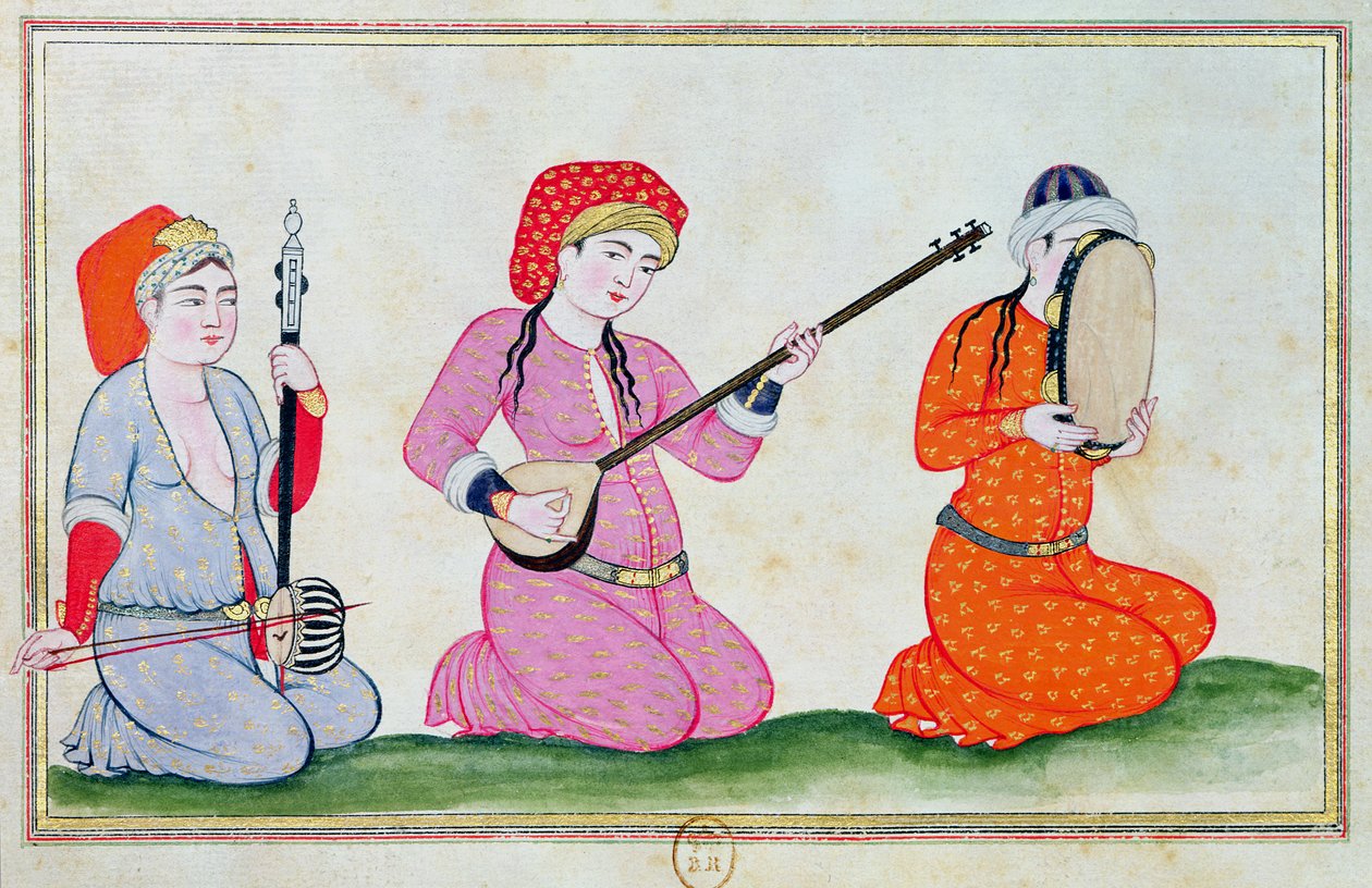 Músicos, de &39;trajes da corte e da cidade de Constantinopla&39;, 1720 de Ottoman School