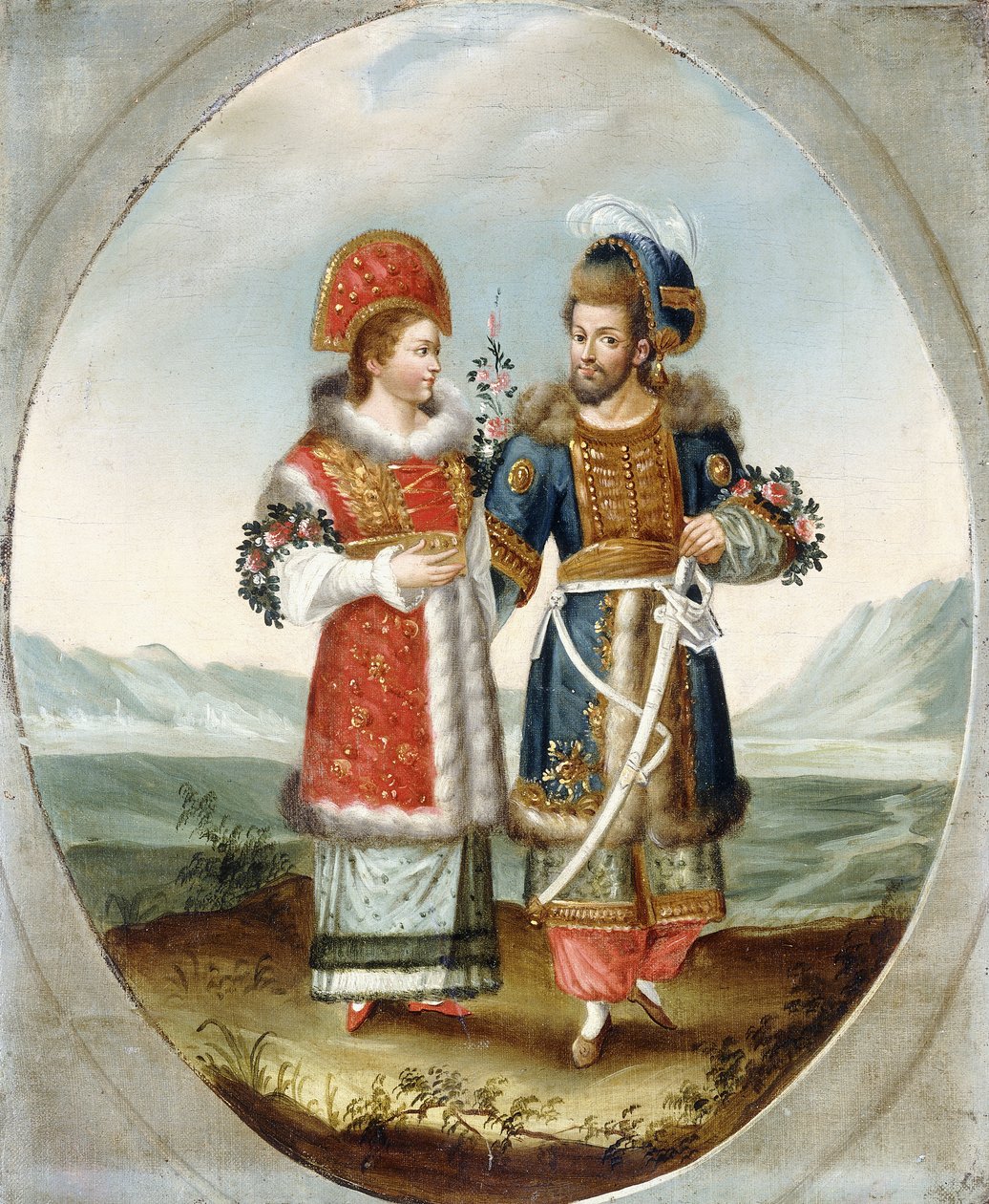 Um casal exótico, início do século 19 de Ottoman School