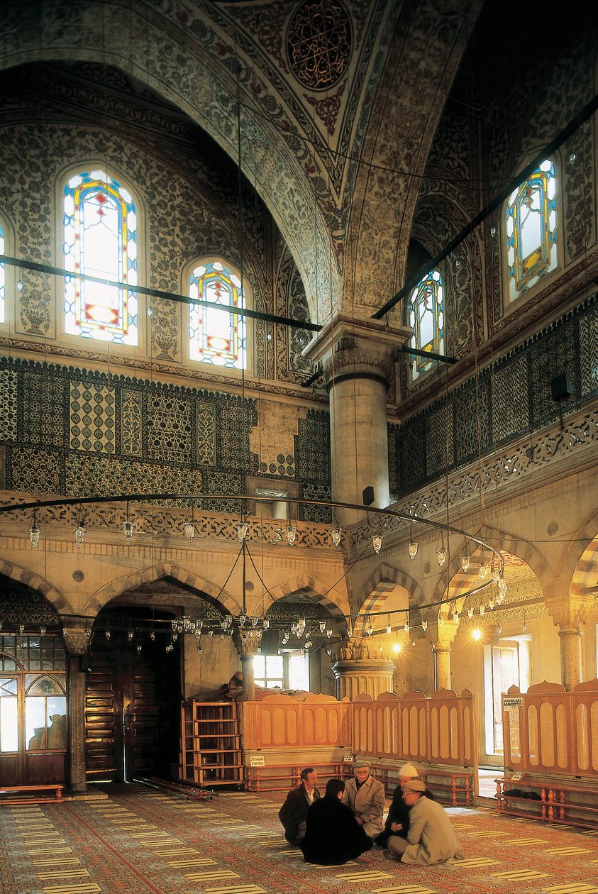Arquitectura, Arte Otomana: Interior da Mesquita Azul ou Sultanahmet Camii construída por Mehmet Aga (1609-1616). Turquia, Istambul. de Ottoman School
