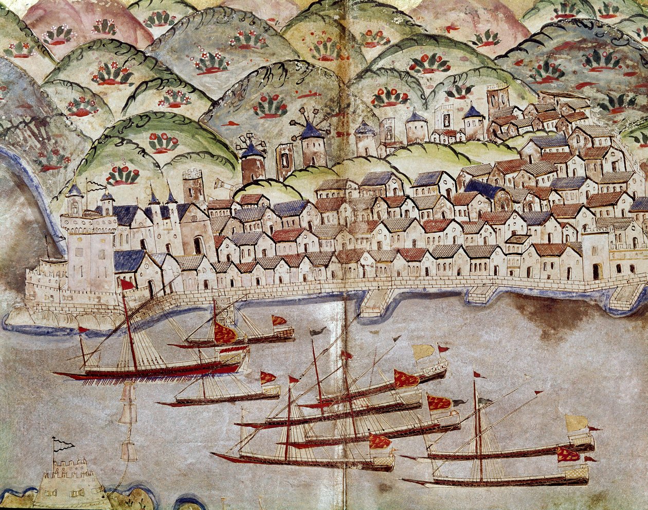 Arte Otomana: vista de Marselha, França Miniatura de Ottoman School