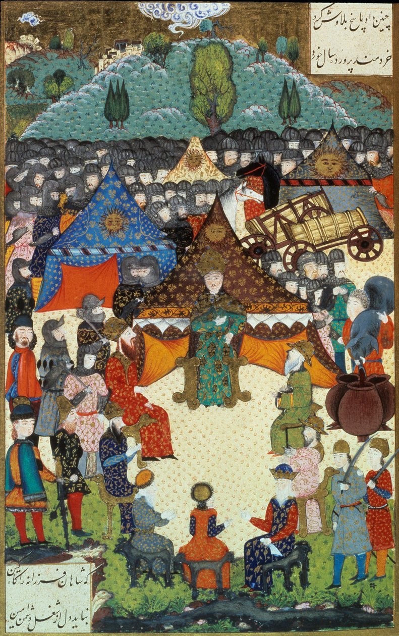 Império Otomano: representação do Sultão Soliman (Suleyman) Eu disse o magnífico (1520-1566) na sua corte. Miniatura tirada de 