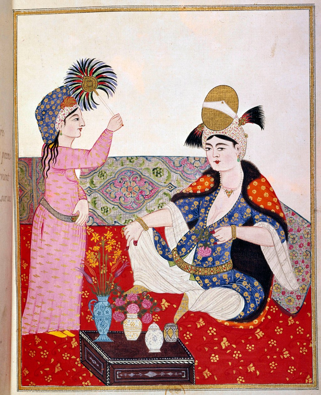Império Otomano: representação de um sultão e da sua serva (a favorita de Lord Raynal?) Miniatura da Paris do século XVII, B.N. de Ottoman School