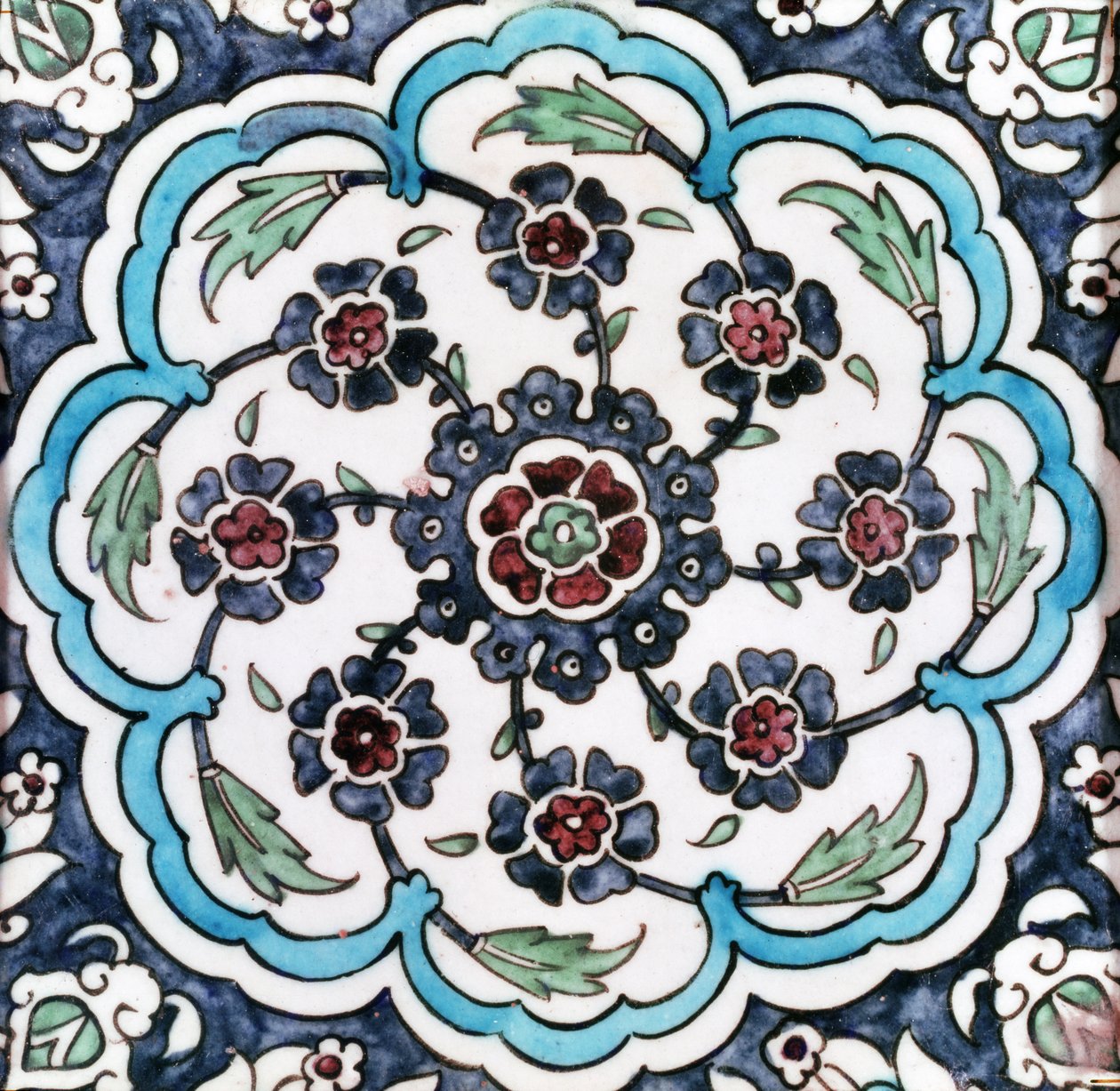 Telha (fritware) de Ottoman School