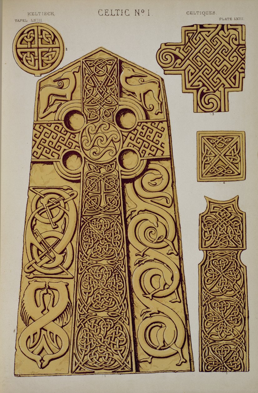 Ornamento Celta, Capítulo XV, placa LXIII de &39;Grammar of Ornament&39; 1868 de Owen Jones