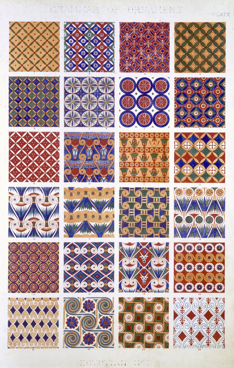 Egyptian No 5, Plate X, de &39;The Grammar of Ornament&39; por Owen Jones (1809-60) de Owen Jones