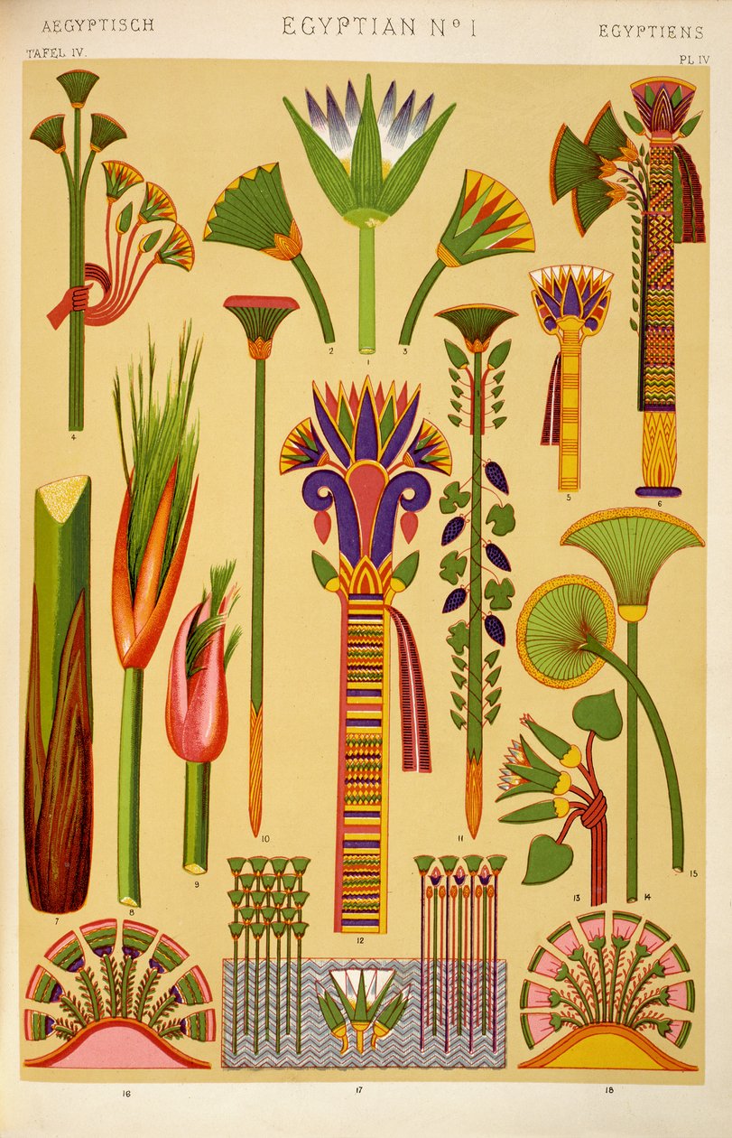 Ornamento egípcio de Ch II, placa IV de &39;Grammar of Ornament&39;, 1868 de Owen Jones