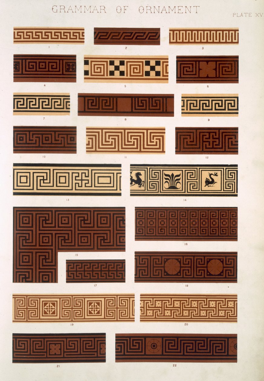 Greek No 1, Plate XV, de &39;The Grammar of Ornament&39; por Owen Jones (1809-68) de Owen Jones