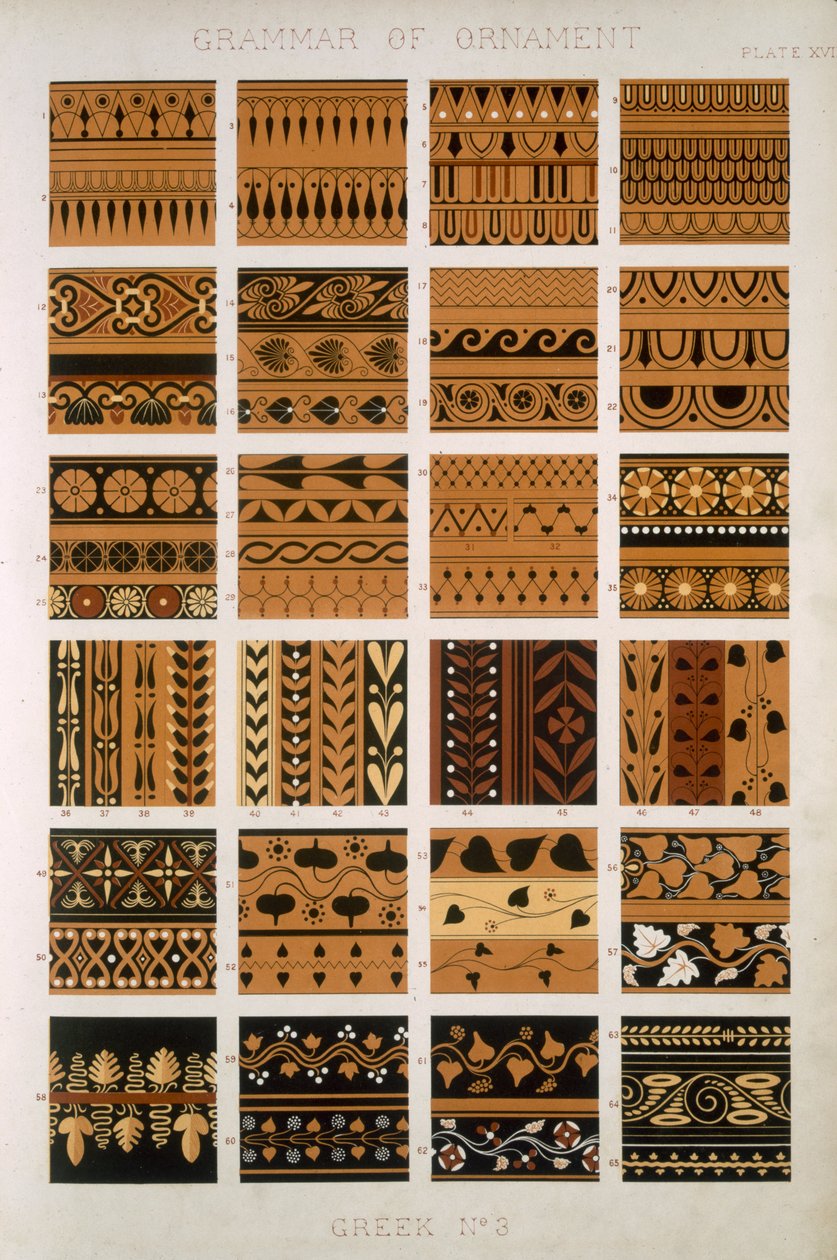 Greek No 3, Plate XVII, de &39;The Grammar of Ornament&39; por Owen Jones (1809-68) de Owen Jones