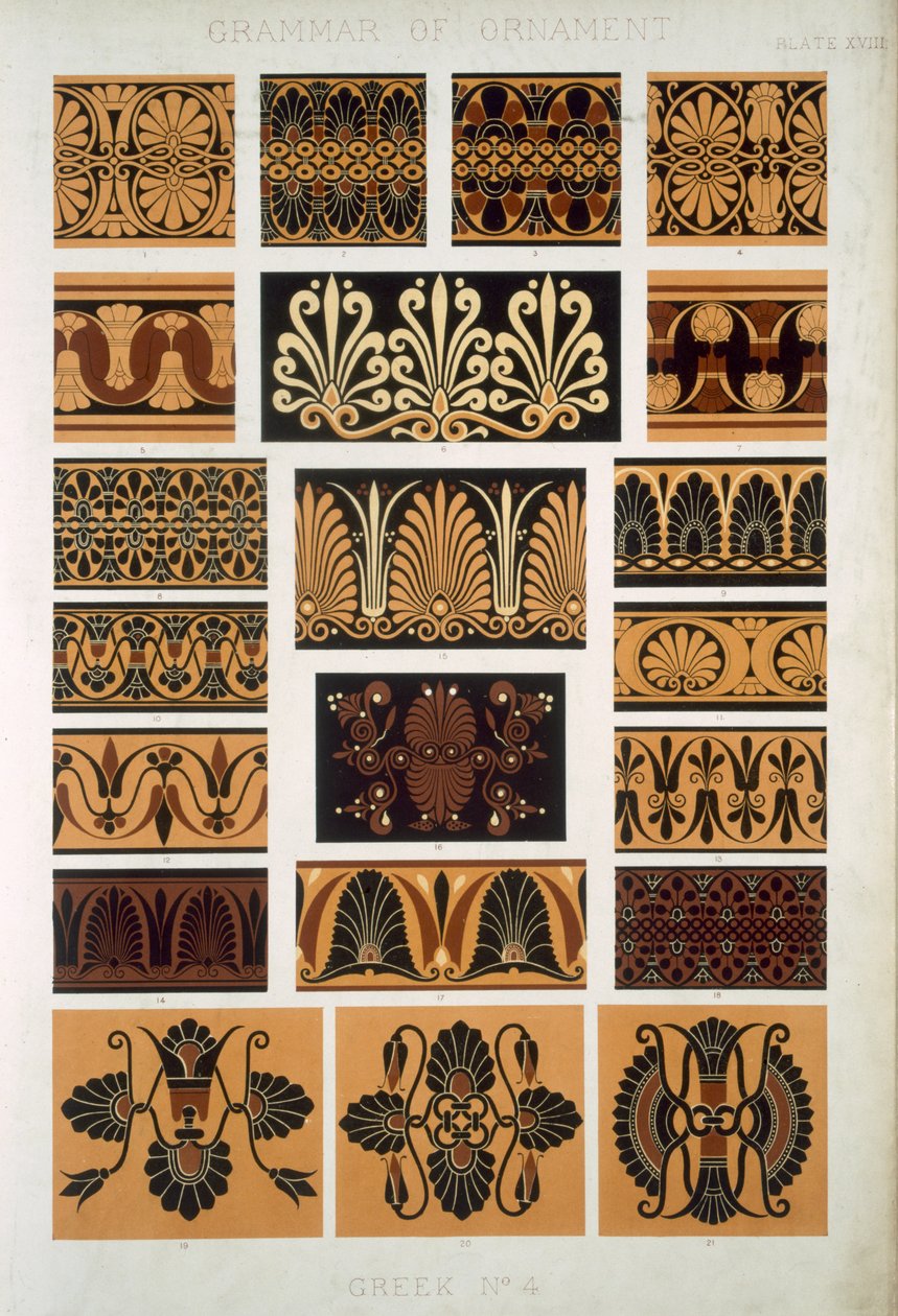Grega nº 4, Placa XVIII, de &39;The Grammar of Ornament&39; de Owen Jones (1807-68) de Owen Jones