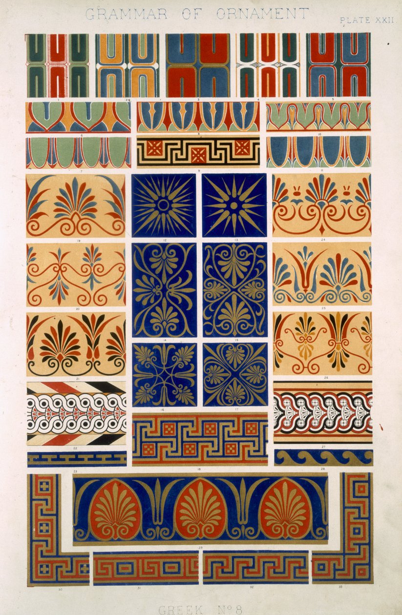 Greek No 8, Plate XXII, de &39;The Grammar of Ornament&39; por Owen Jones (1809-1868) de Owen Jones