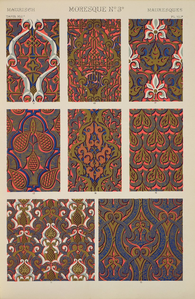 Ornamento Mooresco de Ch X, Prato XLI de &39;Grammar of Ornament&39;, 1868 de Owen Jones