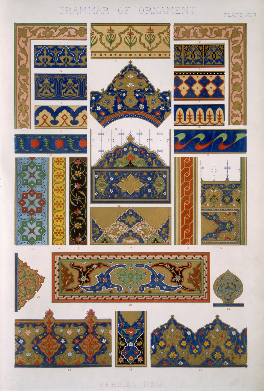 Persa No 3, Prato XLVI, de &39;The Grammar of Ornament&39; por Owen Jones (1809-68) de Owen Jones