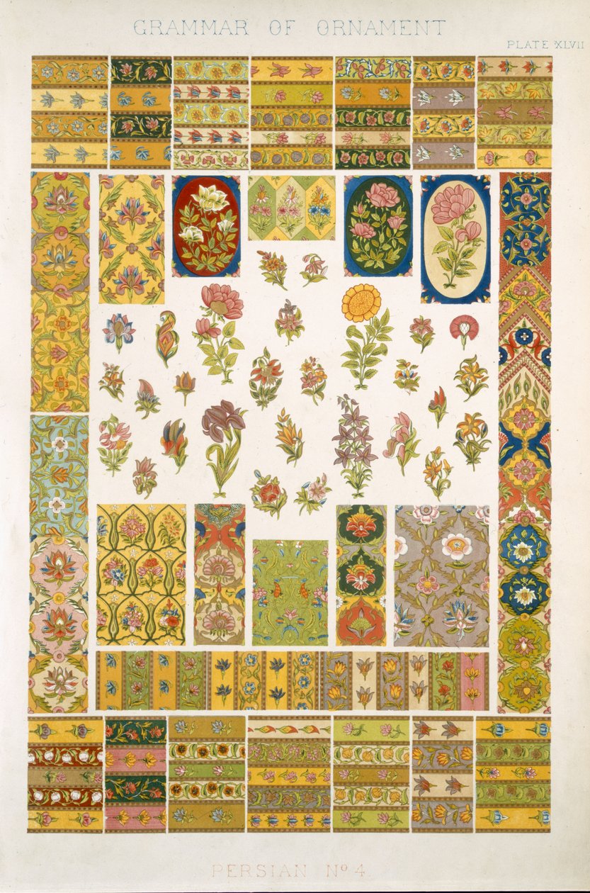 Persa No 4, Placa XLVII. de "A gramática do ornamento" por Owen Jones (1809-68) de Owen Jones
