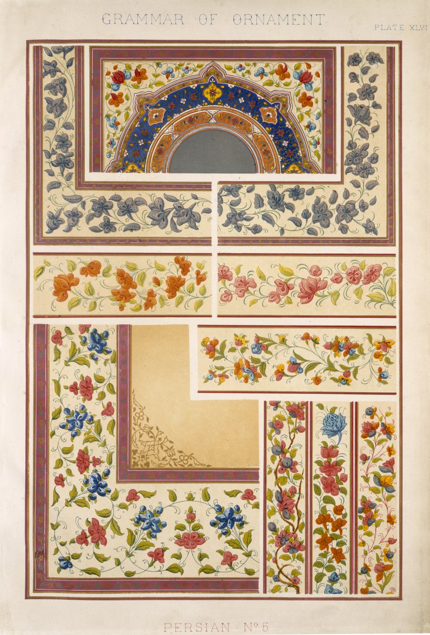 Persa nº 5, prato XLVII, de &39;The Grammar of Ornament&39; de Owen Jones (1809-68) de Owen Jones