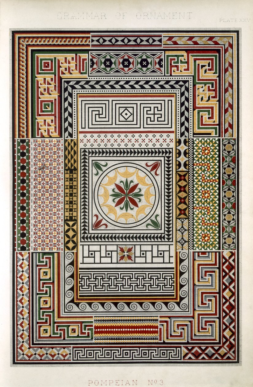 Pompeian No 3, Plate XXV, de &39;The Grammar of Ornament&39; de Owen Jones (1809-74) de Owen Jones