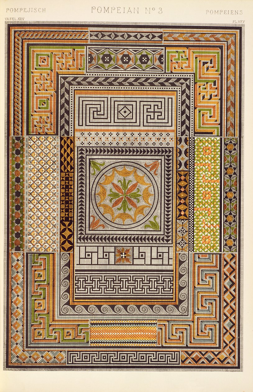 Ornamento Pompeiiano de Ch V, Placa XXV de &39;Grammar of Ornament&39;, 1868 de Owen Jones