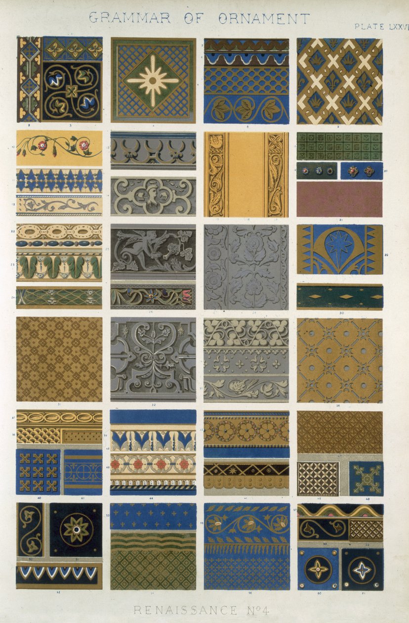 Renaisance No 4, Plate LXXVII, de &39;The Grammar of Ornament&39; por Owen Jones (1809-68) de Owen Jones