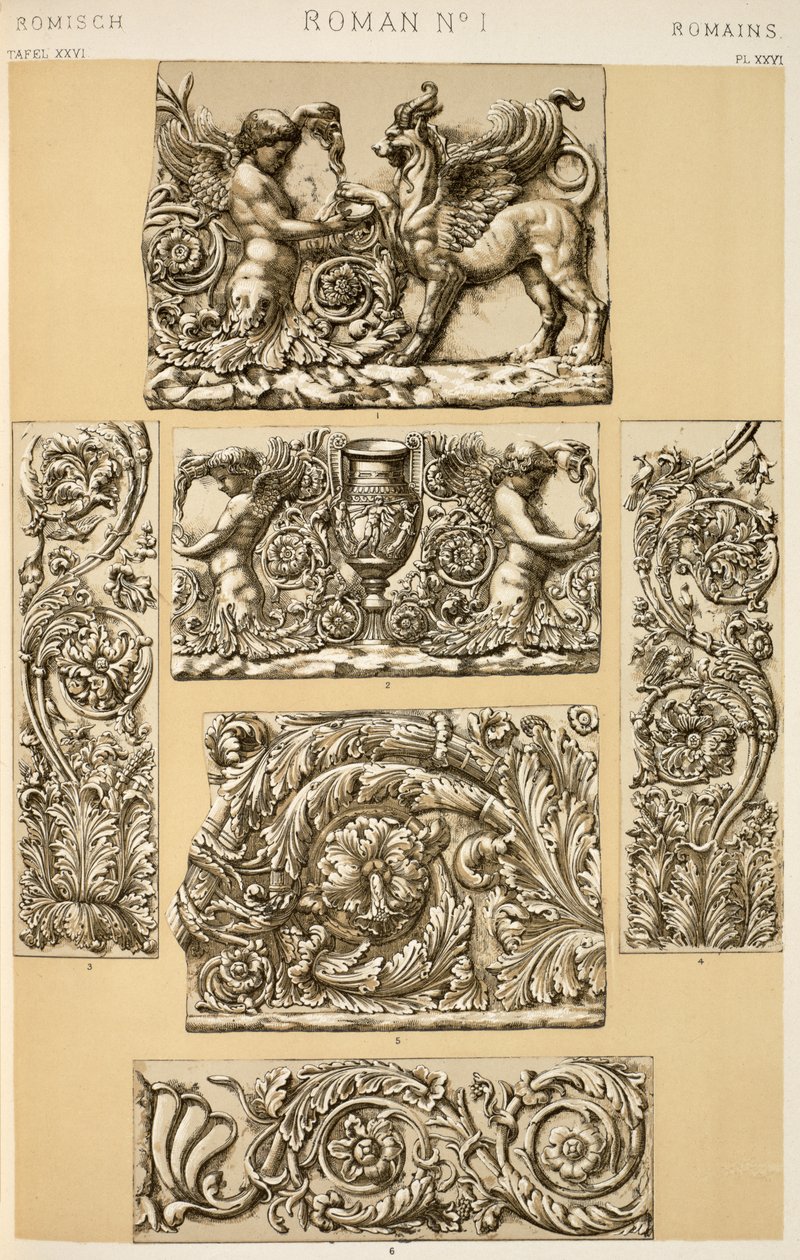 Ornamento Romano de Ch VI, Placa XXVI de "Grammar of Ornament", 1868 de Owen Jones