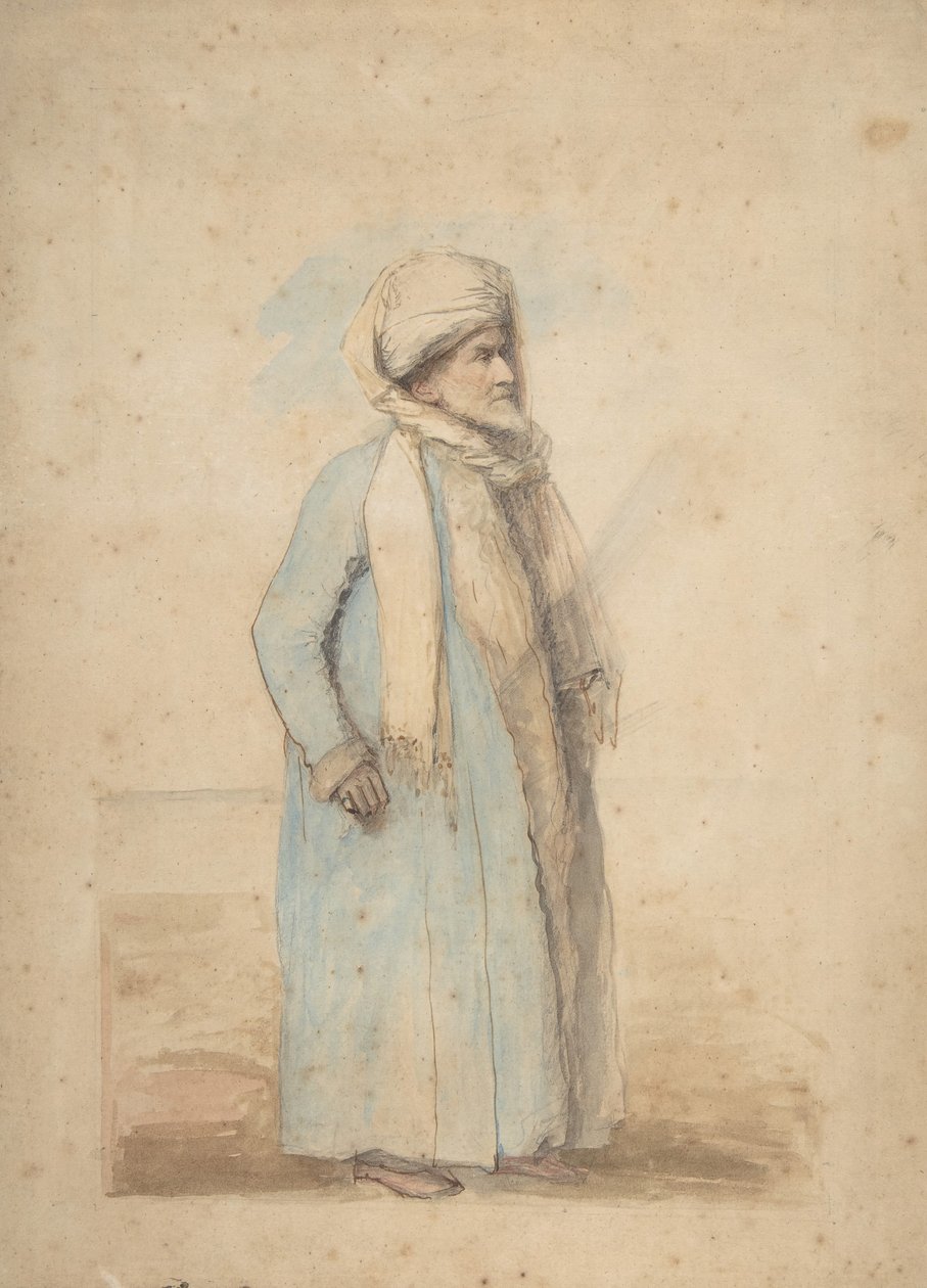 Homem barbudo em traje oriental, ca. 1780. de Ozias Humphry