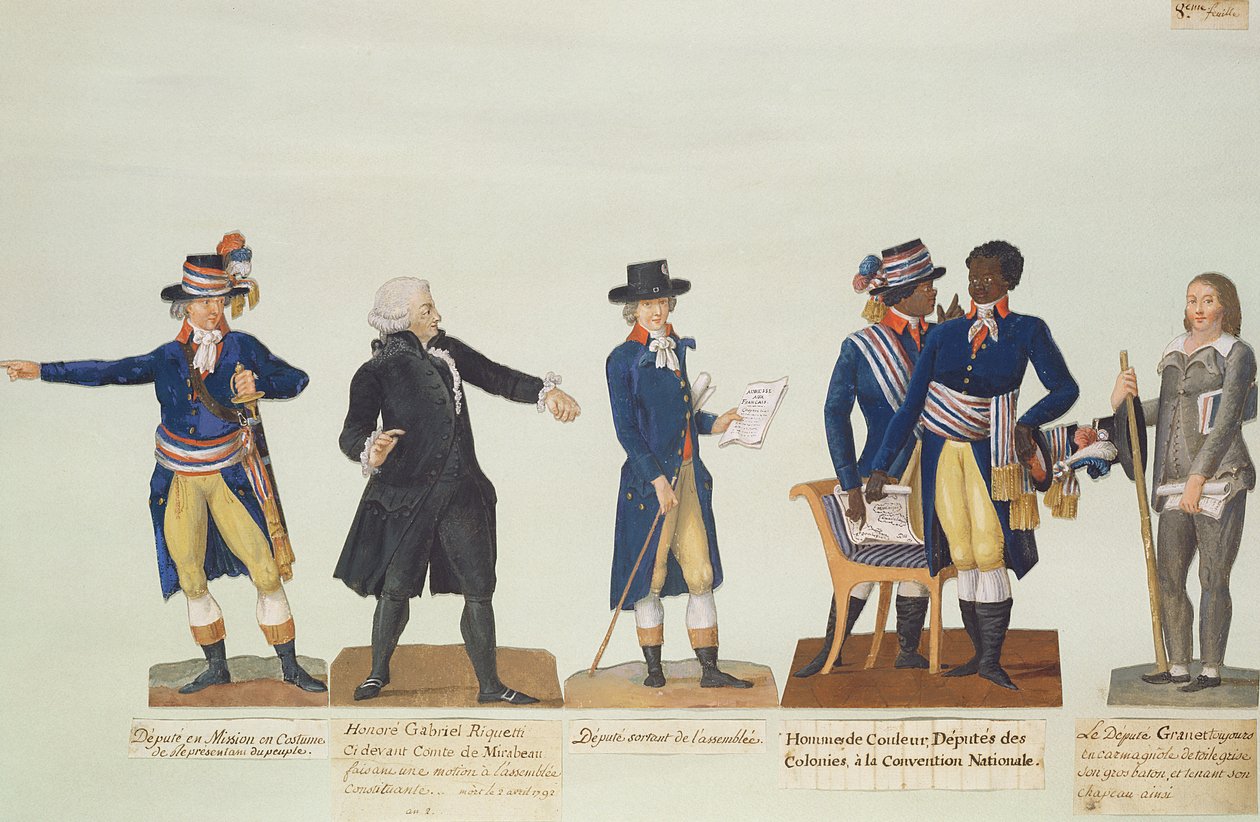 Deputados da Convenção Nacional, Mirabeau e Deputado Granet. c.1794-5 (guache) de P. A. and J.B. Lesueur