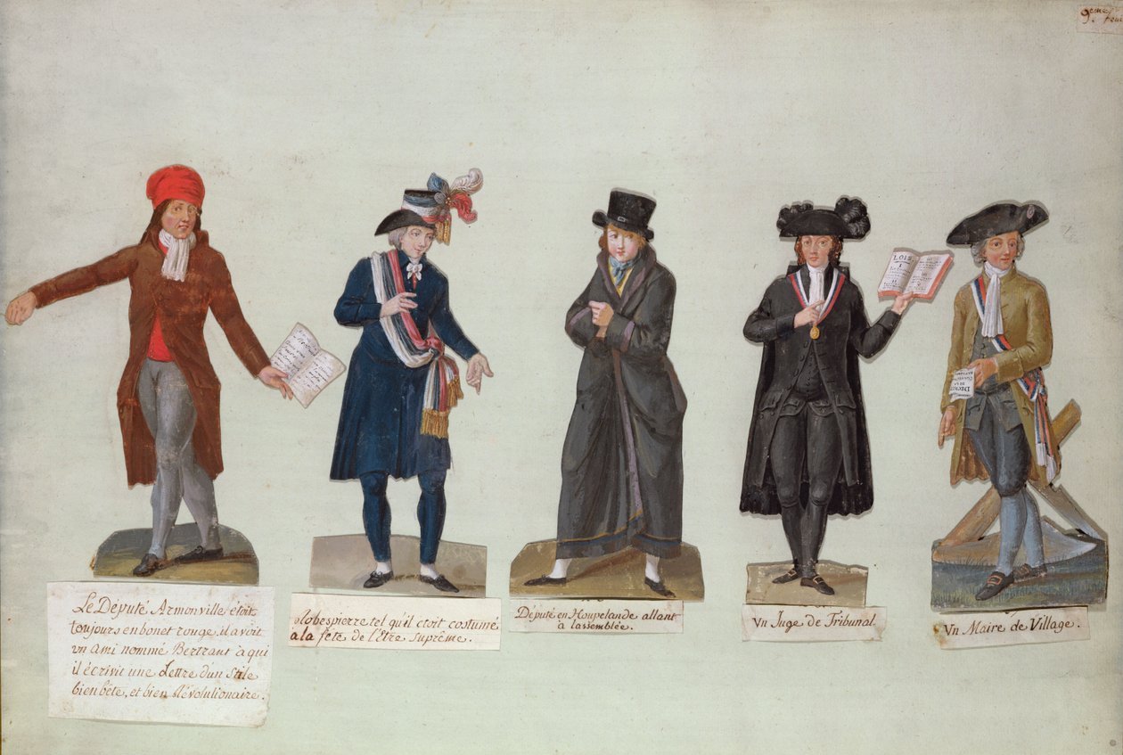 Deputado Armonville, Robespierre e funcionários do período da Revolução Francesa (guache) de P. A. and J.B. Lesueur