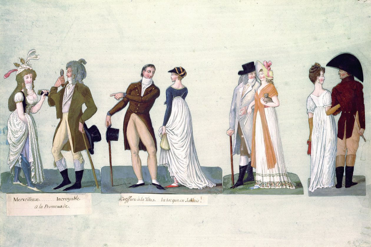 Fol.50 Maravilhoso ... Passeio promissor; Penteado no Titus ... Tocque no estilo Jockey (guache) de P. A. and J.B. Lesueur