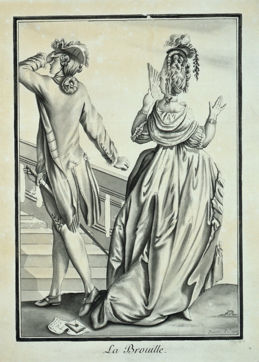 La Brouille (The Quarrel) 1771 (caneta e tinta e cinza no papel) de P. Boitet