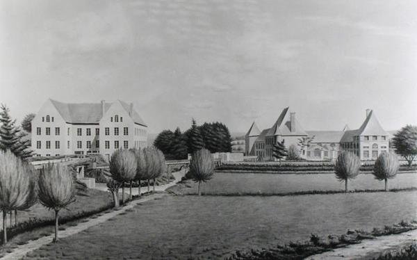 Vista dos Dois Moinhos de Angecourt, fundada em 1812 pelo Barão Neuflize (wc no papel) de P. Dujardin