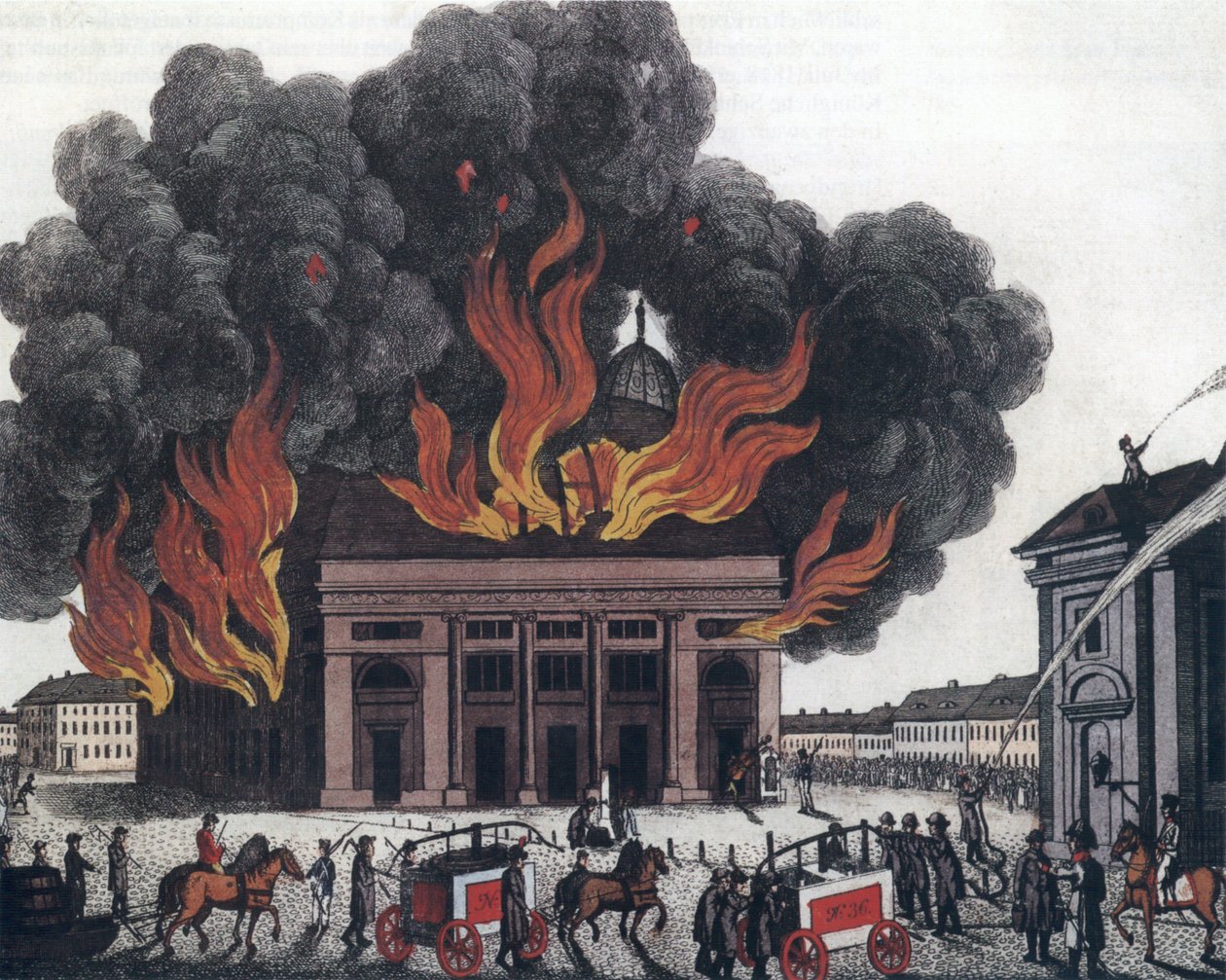 Fogo do teatro real em 29 de julho de 1817 de P. Haas