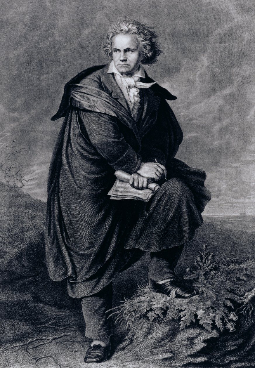 Ludwig van Beethoven (1770-1827), compositor alemão, gravado por Paul Barfus (1823-95) de P. Schworer
