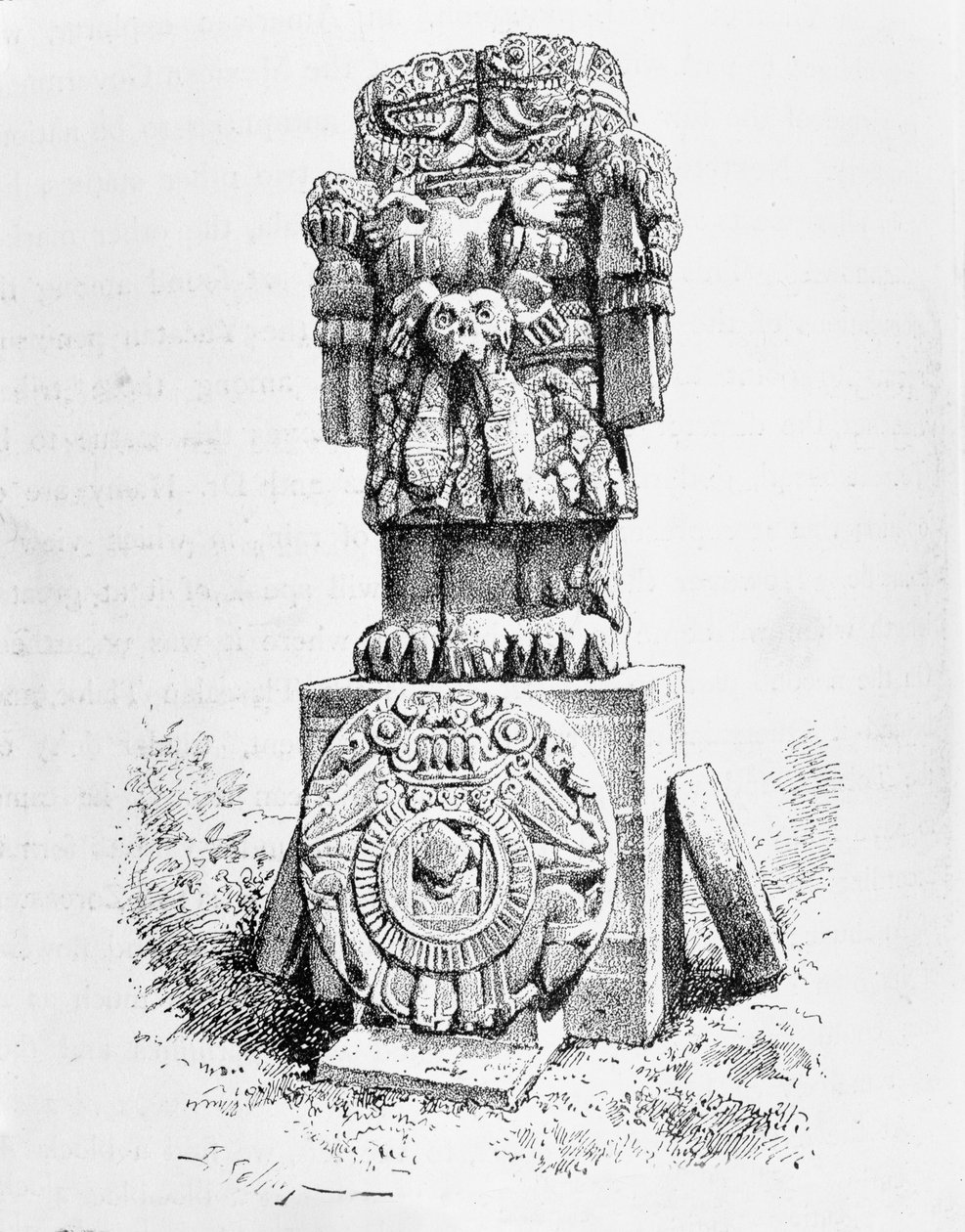 Estátua da Deusa Coatlicue, de "As antigas cidades do novo mundo", de Claude-Joseph-Desire Charnay, pub. em 1887 (ver 97320) de P. Sellier