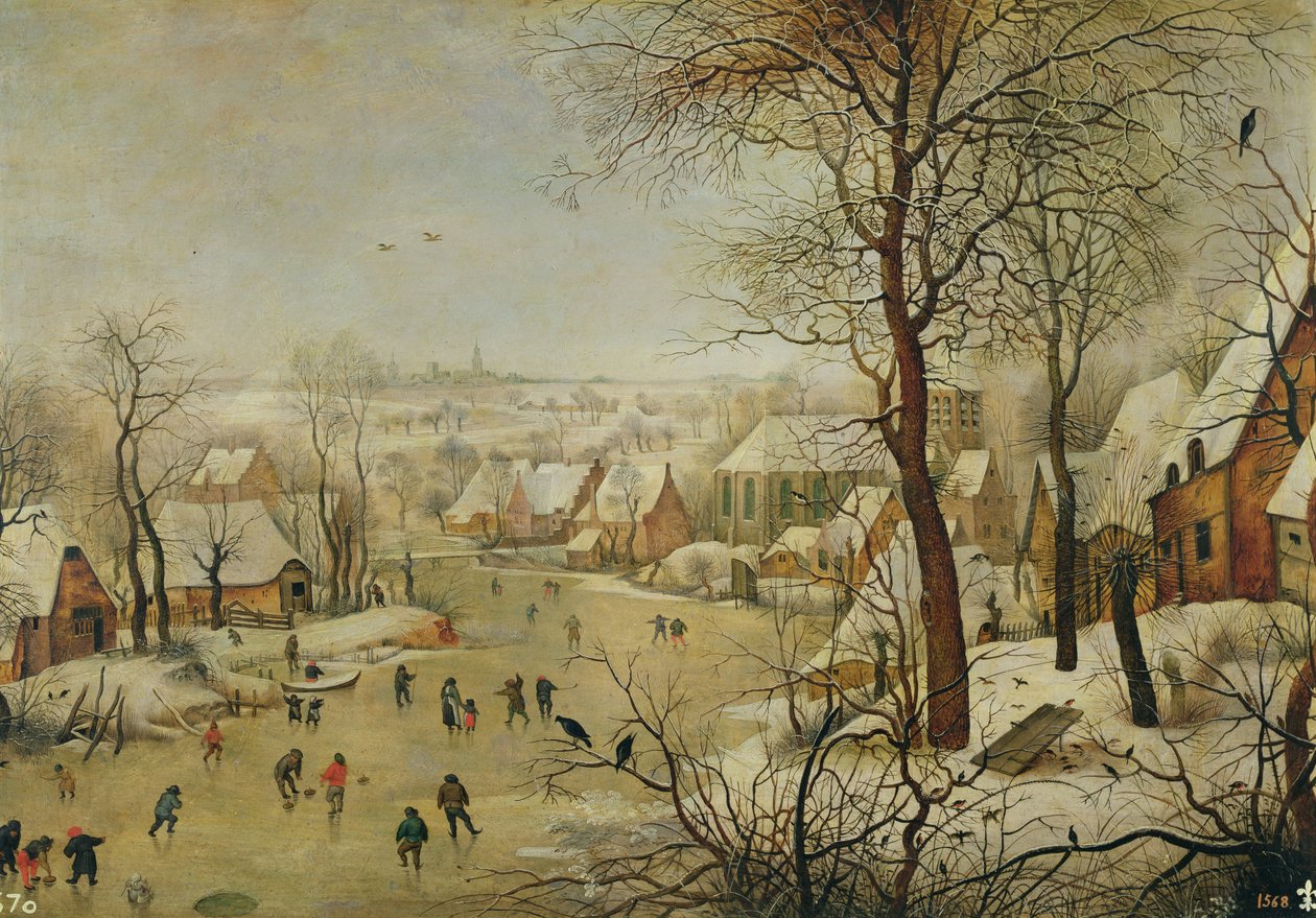 Paisagem de inverno com armadilha de pássaros de Pieter Brueghel the Younger